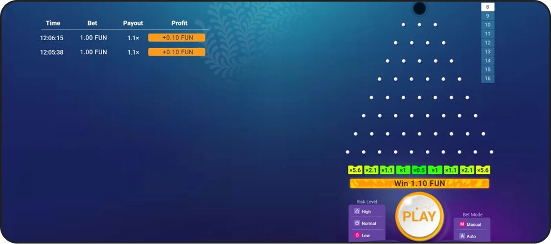 Plinko game με μοντέρνα γραφικά